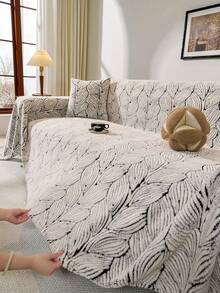 1 Stück Blatt Muster Plüsch Sofadecke, warm und dick, weich und bequem Sofaüberwurf für Heimdekoration, geeignet für Sofa, Büro, Bett, Zimmer, Studentenwohnheim, maschinenwaschbar