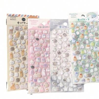 Pegatinas de resina epoxi con cristal con diseños oficialmente autorizados de fantasma lindo y pequeño fantasma - Múltiples estilos de decoración de dibujos animados para diarios, cuentas manuales y botellas de agua