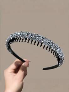 2pcs Women's Fashionable Elegant Versatile Rhinestone Headbands ,Makeup ,Hair Hair Hoop