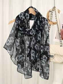 1pc Floral Print Casual Cute Party Polyester Scarf, All Season