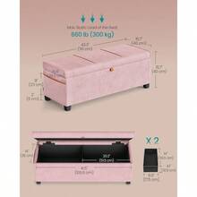 SONGMICS Storage Ottoman Bench Storage Chest 15.7 X 43.3 X 15.7 Inches End Of Bed Bench 27 Gal. 103 L For Bedroom Entryway Living Room Jelly Pink ULSF533R01