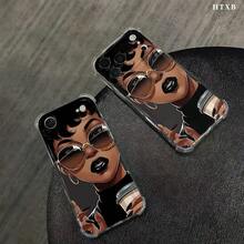 Teléfono Belleza Negra Con Gafas De Moda 1 Patrones Cuatro Esquinas Teléfono Móvil Con Impresión Transparente Anticaída, Adecuado Para phone17, 16, 15, 14, 13, 12, 11 Pro X XS Series, Halloween Y Regalos De Acción De Gracias Amigos Y Familiares - transparente - Ver 8