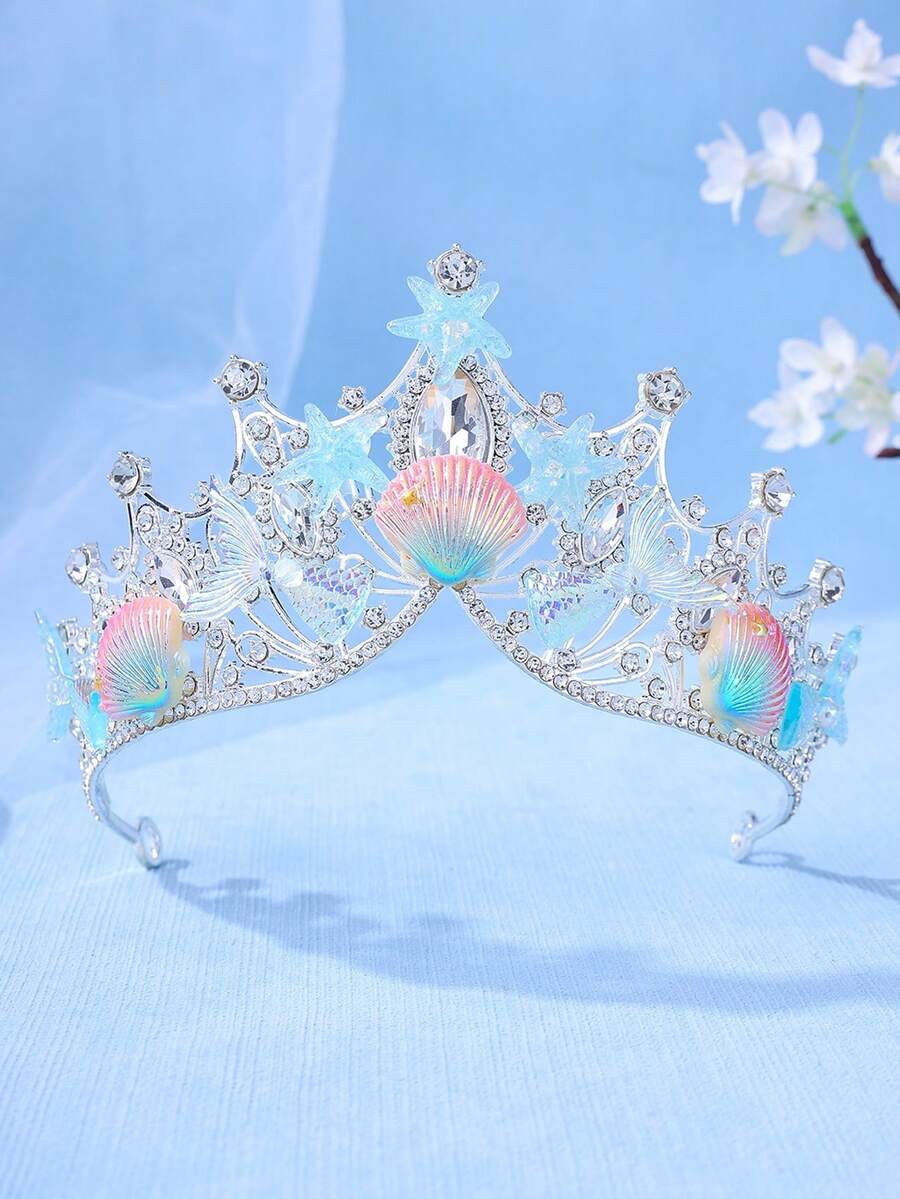 1pc Elegant Women's Crown, Multicolor Starfish, Seashell, Mermaid Tail Design Shiny Crown Bridal Wedding Headpiece, Princess Headband,Gifts,Travel,Gifts For Women,Hair Stuff,Stocking Stuffers,Stocking Stuffers,Stocking Fillers,Stocking Stuffers For Women,Stocking Fillers Women,Christmas Gifts,Gifts,Christmas Stocking Fillers,Gifts For Women,Gift,Christmas Gift,Stocking Stuffers For Adults,Stocking Fillers For Adult,Hair Stuff,Women's Accessories,Stocking Stuffer,Coming-Of-Age Hair Accessory,Christmas Hair Accessories,Gift Ideas For Women,Beauty Stocking Fillers,Christmas Gifts For Women - Nhiều màu - Xem 1