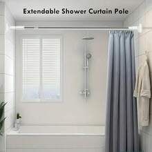 1根免钻孔可伸缩窗帘杆，安装简便，直径22毫米，长度可调节50-80厘米/70-120厘米/90-160厘米，适用于浴帘、门帘、衣物悬挂等，伸缩式设计。 - 彩色 - 查看 3