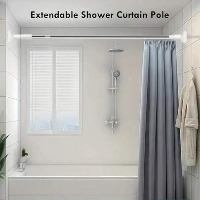 1根易于安装的可调节伸缩杆，直径22毫米，长度50-80厘米/70-120厘米/90-160厘米 - 适用于浴帘、门帘、衣物悬挂等 - 可伸缩，适用于衣柜收纳、浴室用品、悬挂式收纳