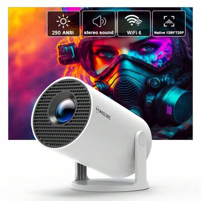 Magcubic Magcubic HY300Pro Système Android avec projecteur pour home cinéma et bureau, natif 720P prenant en charge 4K avec correction automatique de la distorsion trapézoïdale, WiFi6, mini-projecteur avec App Store intégré