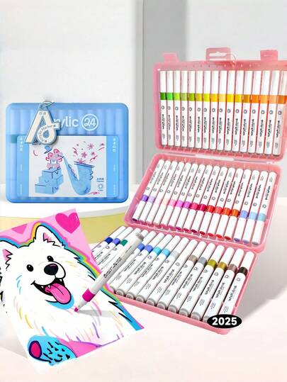 1 Box Acrylic Marker Pen, Art DIY Graffiti Pens, Colorful Painting Watercolor Art Marker Set, For Art Painting Acrylic Marker Pen, Waterproof & Quick-Dry, Perfect For Student Graffiti,Teachers And School