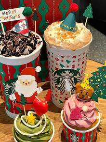 100 Stücke Weihnachts-Bambusbesteck-Set mit Weihnachtsbaum-Designs, 4.7-Inch natürliches Bambus, ideal für Weihnachts- und Winterpartys, Büro-Neujahrskuchen & Desserts, Obst-Servieren und Weihnachtsparty-Dekoration Zuhause - Verschiedenfarbig - Übersicht 2