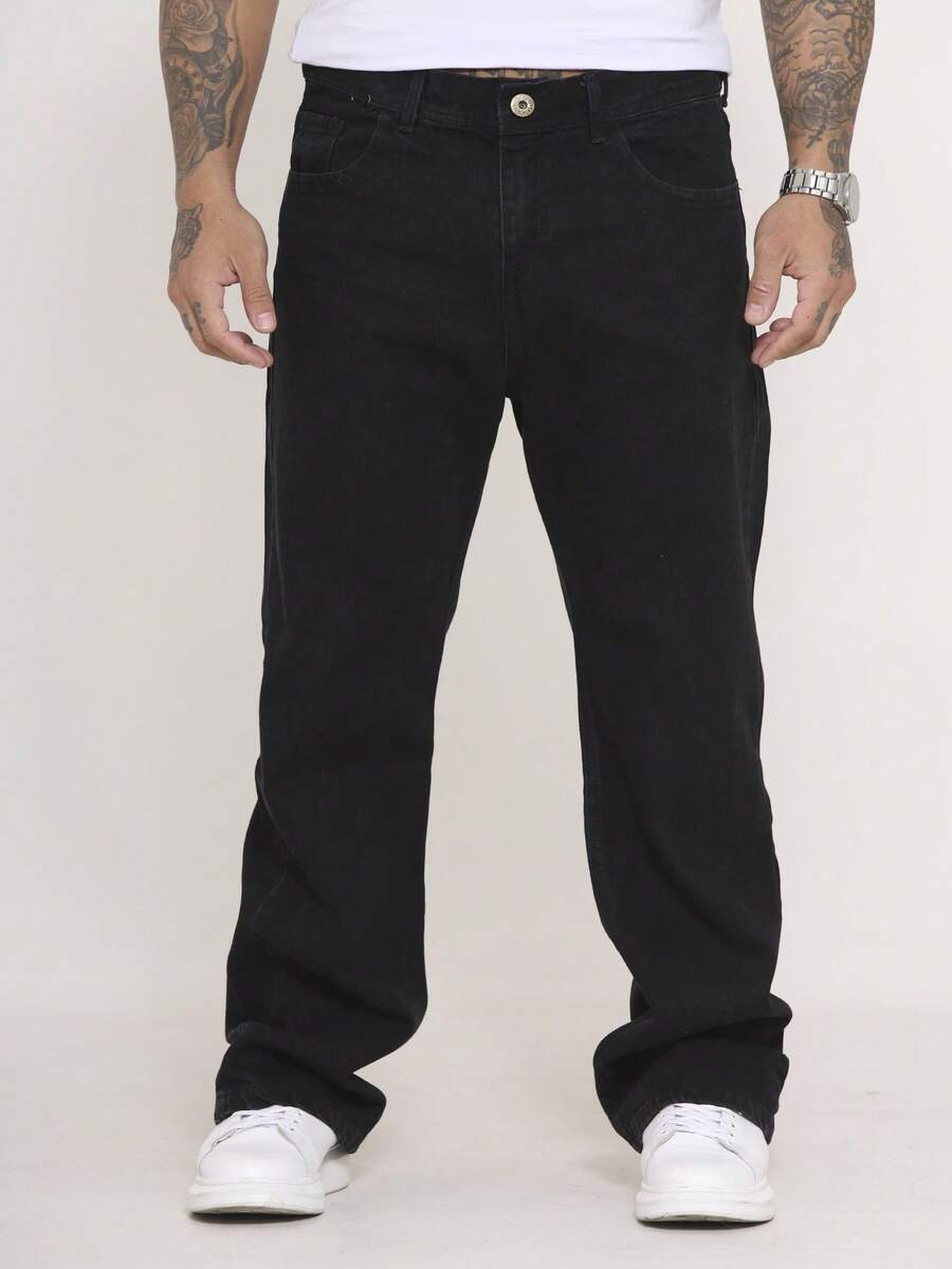 Men's Balao Jeans Oversize Wide Leg Pants Without Elastane - Black - View 1