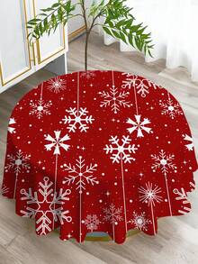 1 pièce Nappe imprimée avec motif de Noël, nappe de table en polyester moderne rectangulaire/ronde imperméable avec impression numérique. Convient pour le salon, la maison, la table de salle à manger extérieure, la petite table ronde