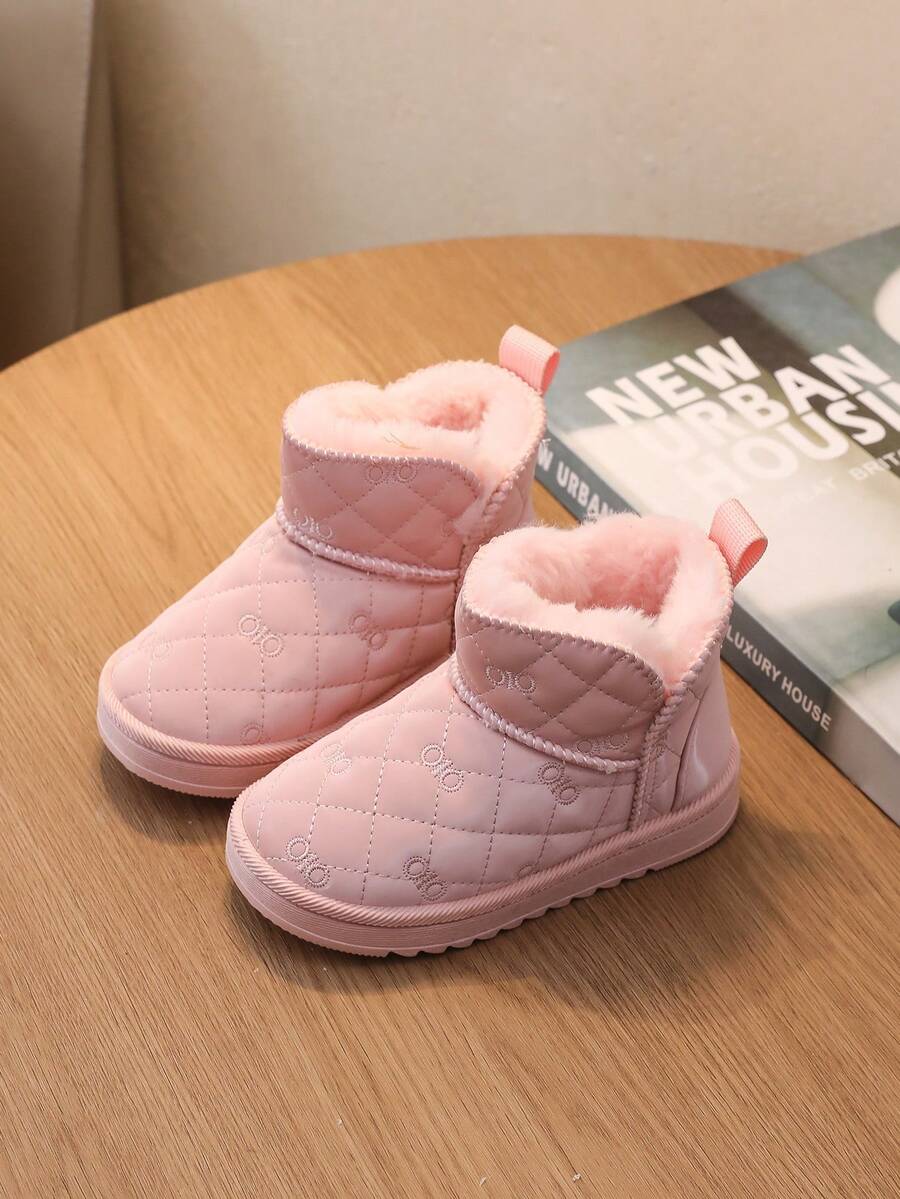 1 Pair Toddler/Baby Comfortable Thermal Lined Flat Snow Boots, Suitable For Snow Days, Outdoor Activities, Autumn/Winter - Pink - View 1