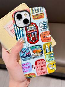 1 chiếc ốp lưng điện thoại 2 trong 1 họa tiết hộp cá mòi nhiều màu sắc phong cách retro, tương thích với Samsung/Apple. - Màu xanh nhạt - Xem 1