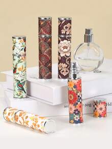 1 pezzo Bottiglia di profumo vintage in pelle da 10ml con stampa floreale e totem, di alta qualità, flacone spray portatile per viaggi
