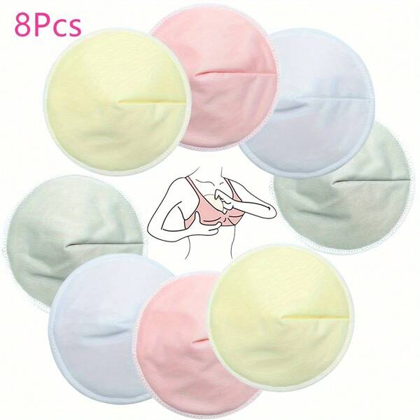 8 peças de absorventes de amamentação reutilizáveis e laváveis para amamentação - 4,7 polegadas, superfície de bambu macio, absorvente e confortável, ideal para uso doméstico e profissional
