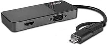 Lindy 43354 Laptop-Dockingstation und USB 3.2 Gen 1 (3.1 Gen 1) Typ-A + Typ-C Port-Replikator, Schwarz - Schwarz - Übersicht 4