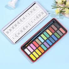 1 pieza de pintura de acuarela sólida en caja de hierro de 12-18-24 colores, portátil para bocetos de acuarela, pluma fuente, gouache, pintura de acuarela, pintura de acuarela