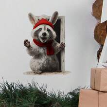 1 pieza, Lindo mapache junto a la puerta Pegatina de pared con sensor, Adecuado para decoración de pared y puerta, Pegatina de patrón artístico, Adecuado para dormitorio, cafetería, restaurante, ofitalla grandea y más, Muy adecuado para decoración de arte de pared del hogar, Papel tapiz para pared del hogar, Tatuaje de pared autoadhesivo, Pegatinas de pared adhesivas, Pegatinas de esquina de la pared