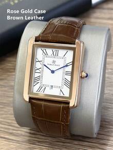 Pablo Raez 1pc Original Charming Man Watch Luxury Male Stainless Steel Vintage Wristwatch Silver Color Jewelry Non Tarnish Black Microfiber Leather Wristwatch IPS Plated Stainless Steel Fashionable Design Wristwatch - Một cỡ - Xem 15