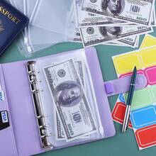 Antner A6 Budget Binder With Zipper Cash Envelopes Money Organizer & Budgeting, PU Leather Budget Planner Money Saving Binder With Cash Stuffing Envelopes & Labels Home Office Travel, Black2025 - Purple - View 7