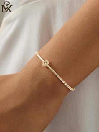 1pc Fashionable 925 Sterling Silver Zirconia Stone Bracelet With Floral & Clover Elements, Suitable For Women's Daily Commute, Dating, Gift For Girlfriend/Best Friend/Mom, Valentine's Day, Anniversary, Everyday Wear