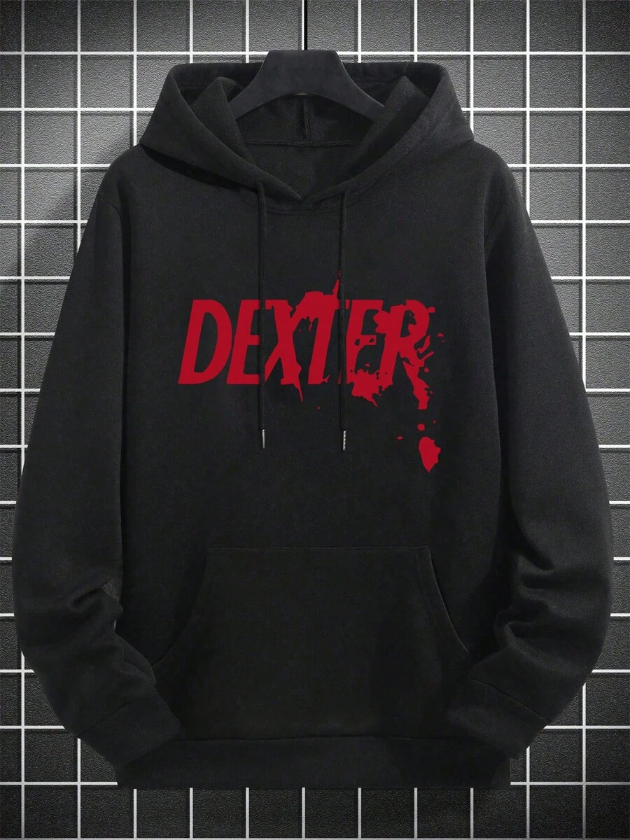 Men's Fashion  Regular Hooded Sweatshirt, Simple Casual Men's Top, Heat Transfer Printed Hoodie - Unisex Women & Men's Daily Wear - Black - View 1