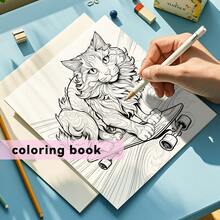 1 pièce Livre de coloriage pour chat, couverture en papier perlé, pages intérieures épaisses de 120g, 24 pages, mignon et raffiné, convient aux adultes et aux adolescents pour réduire le stress, 7,9 x 7,9 pouces, meilleur choix de cadeau pour Halloween, Noël, Thanksgiving, Nouvel An et anniversaires pour la famille et les amis