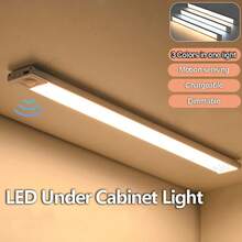 1pc Led Motion Sensor Cabinet Light, Wireless Magnetic USB Rechargeable Night Light For Kitchen Wardrobe Cupboard Stairs Corridor - 3 Colors In One Lamp - View 2