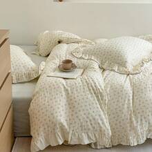 Muslin Duvet Cover With Ruffled Edges, 1 Piece Cotton Comforter Cover 47X59'', Pattern 2-Layer Gauze Bedding, No Quilt Or Pillowcases, Bedroom Essential - 花卉生長 - 查看 9