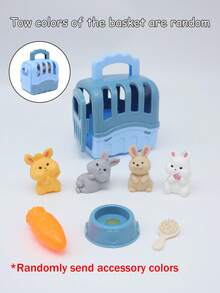 Children's Pretend Play Pet Rabbit Basket Toy Set, Feeding Simulation Cute Rabbit Playset, Birthday/Christmas Gift For Boys And Girls - Multicolor - View 11