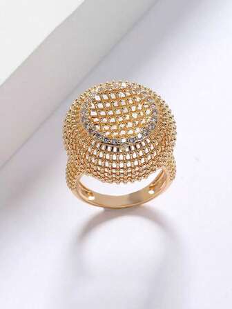 1 件 14K 镀金 0.25μm 厚可爱蘑菇形几何戒指