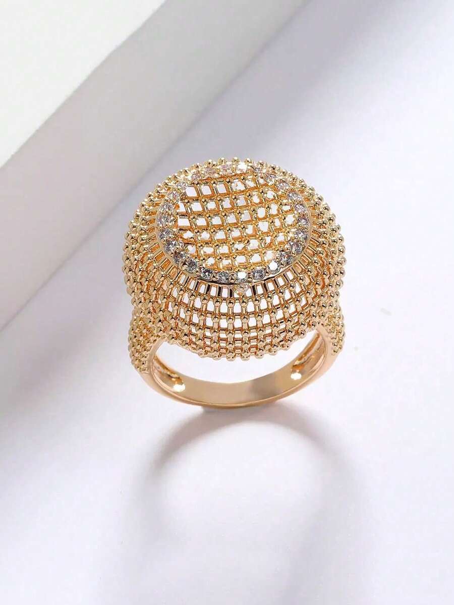 1 件 14K 镀金 0.25μm 厚可爱蘑菇形几何戒指