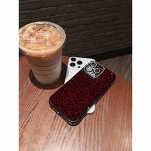 Leopard Print Mobile Phone Case Designed With A Bold Red And Black Pattern Suitable For   17, 17 Promax, 17 Pro,  17 Air,, 16,  16 ProMax,  15,  15 ProMax,  14,  13,  12 And  11 Pro Models Made Of TPU Material And Provides Shockproof Protection Perfect For Family, Friends, Children, Birthdays, Spring, Holidays, Boyfriends, Girlfriends And Valentine's Day Gifts - 黑色 - 查看 3