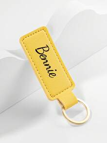 1pc Custom Keychain PU Leather Keychain Fashionable And Simple Square Leather Buckle Can Print Logo Leather Pendant Men's And Women's Keychains