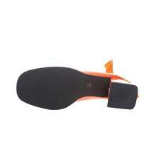 Geeyea A Pair Of Women's High Heels, Shiny Patent Leather Bow Thick Heel Round Toe Shoes, Beaded Design, Sweet Retro Style, Dating, Shopping, Party, Eye-Catching And Versatile Women's Shoes - Orange - View 6