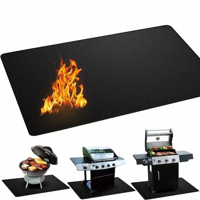 Tapis isolant 1 pièce - 122 x 76 cm - protection de sol - tapis de cheminée - tapis de barbecue au charbon de bois extérieur
