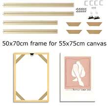 1 juego de marcos de fotos de madera grandes de 30x40 cm, 40x60 cm, 50x70 cm. Marcos de fotos de madera maciza para lienzos con múltiples especificaciones para elegir. Marcos de fotos DIY adecuados para pinturas al óleo de galería o carteles. Marcos de fotos de madera maciza natural con tiras tensoras son fáciles de instalar. - Multicolor - Ver 3