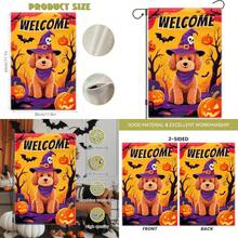 Halloween Teddy Dog Garden Flag 12x18 Double Sided For Outside Scary Pumpkin Yard Flag Burlap Yard Animal Flags Witch Hat Outdoor Fall Holiday Home Seasonal Decorations# DOUYYY
