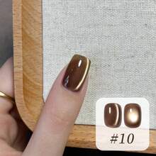 10ML/piezas Esmalte de uñas de gel con efecto de ojos de gato, con ramas reales y hojas de jade, en colores otoñales e invernales, con destellos y puntas francesas negras, ideal para decoración de uñas en Navidad, Halloween y otros diseños en rojo, rosa - Multicolor - Ver 16