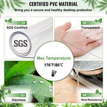 96 X 46 Inch Clear Table Protector, 2mm Thick Transparent Desk Pad, Plastic Table Cover Protector For Dining Room Table - 96 X 46 Pulgadas - View 3
