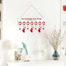 Stocking Holder With Hangers - Wooden Organizer Sign '' Stockings Were Hung' - Xmas Mantel Snowmen Wall Mount Hanging Hook Mantel Truck
