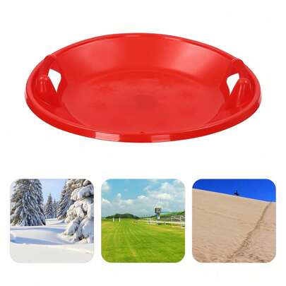 Downhill Snow Scooter Kids Round Sled Red Skiing Board Scooter Grass&Sand Skiing