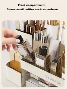 Cosmetic Storage Box With Drawer, Lifting Pen Holder Brush, Dressing Table High-End Large-Capacity Lipstick Multi-Function Compartment Storage Rack, Suitable For Countertops, Desks, Dressing Tables, Plastic Bathroom Counter Storage Box,Gifts For Women,Christmas Gifts,Gift Ideas For Women - Multicolor - View 9
