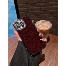 Leopard Print Mobile Phone Case Designed With A Bold Red And Black Pattern Suitable For   17, 17 Promax, 17 Pro,  17 Air,, 16,  16 ProMax,  15,  15 ProMax,  14,  13,  12 And  11 Pro Models Made Of TPU Material And Provides Shockproof Protection Perfect For Family, Friends, Children, Birthdays, Spring, Holidays, Boyfriends, Girlfriends And Valentine's Day Gifts - 黑色 - 查看 2