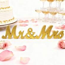 1 Set Of Mr&Mrs Wooden Wedding Decoration Set, Wedding Table Sign With Letter Decoration, Wooden Stand-Alone Letters For Photo Props, Rustic Decoration, Wooden Letters For Main Table Wedding, Anniversary Party Valentine's Day Retro Commemorative Party Favors Best Gifts, Wedding Decor, Home Decor, Room Decor Bride Birthday Graduation Birthday Decorations Party Decorations Bachelorette - Ông Bà - Xem 9