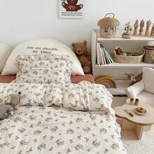Muslin Duvet Cover With Ruffled Edges, 1 Piece Cotton Comforter Cover 47X59'', Pattern 2-Layer Gauze Bedding, No Quilt Or Pillowcases, Bedroom Essential - 古典 - 查看 10