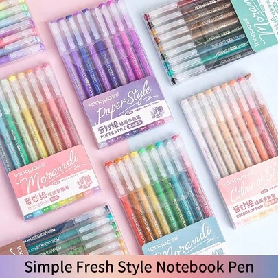 Juego de bolígrafos de colores Morandi, bolígrafos neutros de gran capacidad y coloridos, bolígrafos fluorescentes para pintura y notas para estudiantes, bolígrafos neutros de gran capacidad, resaltadores fluorescentes, bolígrafos de punta fina adecuados para uso diario, regalo para vacaciones.
