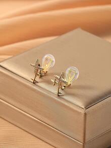 1 对时尚简约四角星方晶锆石铜夹式耳环，适合女士，无需穿孔，高端优雅设计，适合日常佩戴和节日礼物 - 耳夾 - 查看 11