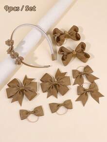 9 Stücke braune Haarclips, Haargummis, Haarband Set, Schmetterling & Perlen Design Haarschleifen, geeignet als Geburtstagsgeschenk, für Partys, Schule und Alltag, süße Haaraccessoires für Mädchen