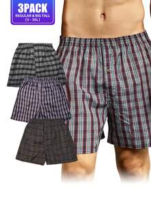 Men's Cotton Blend Boxer Shorts Random Mixed Color Pack Woven Relaxed Fit Boxers For Men Soft Breathable Mens High Quality Underwear With Button Fly Pouch Elastic Waist Comfortable Fabric Menswear - 隨機混合包 - 查看 10