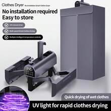 OBOVAY Portable Foldable Electric Clothes Dryer, Remote Control Multi-Function Drying Machine, Mini Travel Warm Air Clothes Dryer With Timer Function